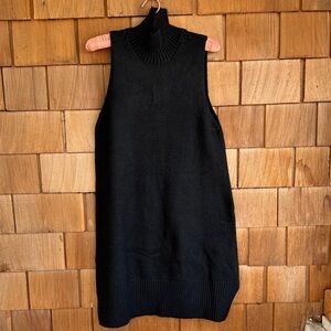Sleeveless Black Knit Turtleneck Dress